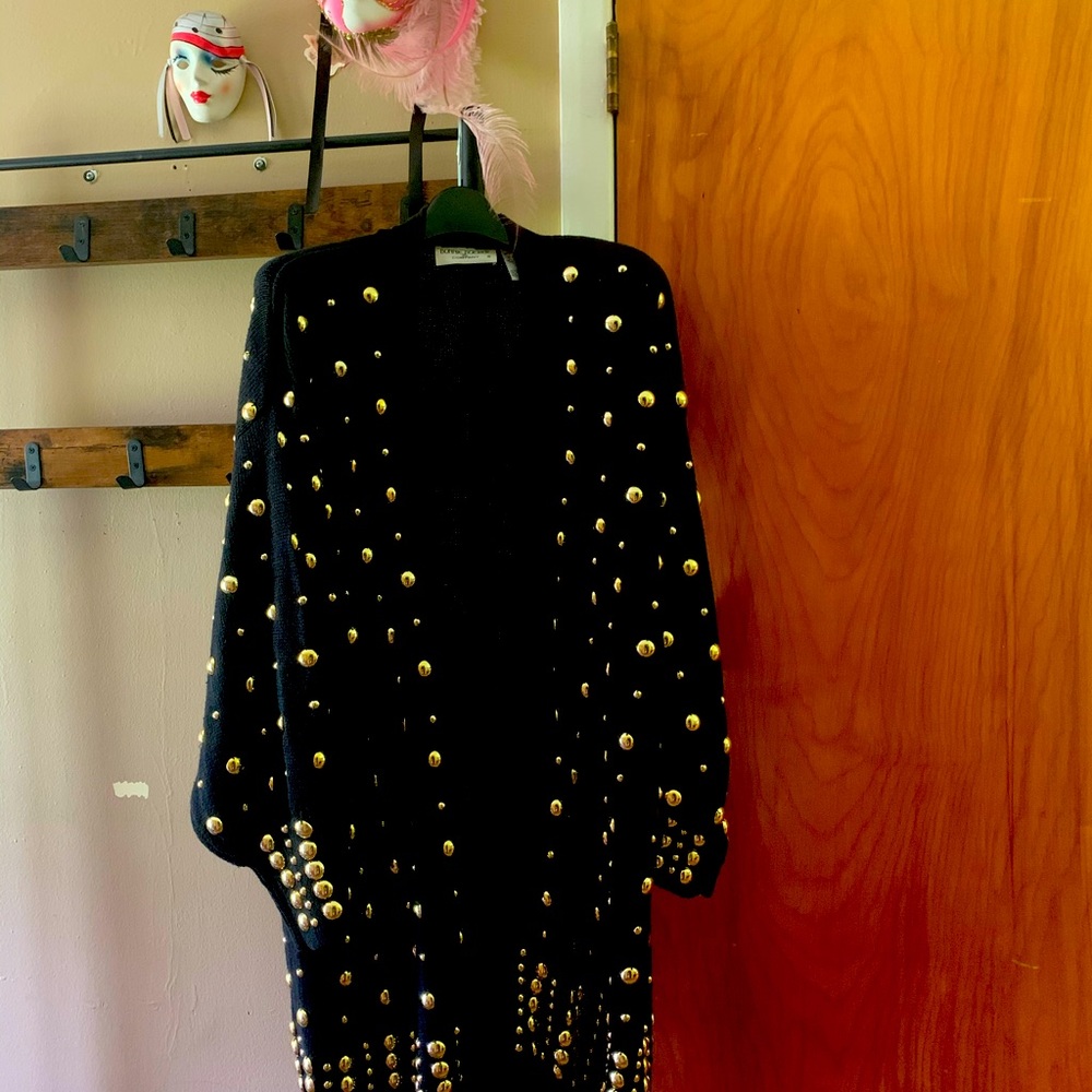 80’s Bonnie Boerer black studded cardigan
